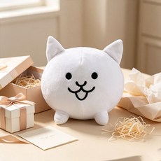 냥코대전쟁 귀여운 고양이 봉제인형 캐릭터 피규어 미니 데스크탑 인형 선물 소품, 화이트