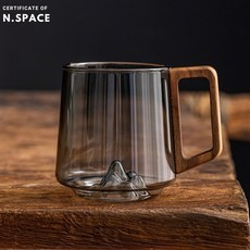 【N.SPACE】煙灰觀山杯 山形杯 耐熱玻璃 手工吹製 咖啡分享杯 茶壺 水壺, 煙灰色, 1個
