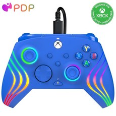 PDP Gaming AftergLOW 로우 Wave Enhanced Wired ContROLLER 롤러 for XBOX 박스 Series X|S XBOX 박스 One AND, Blue, 1개