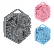 에쥬아 육각형 샤워브러쉬 항균 실리콘 바디브러쉬 휴대용 샴푸 목욕용, 1개, 핑크, 1개입