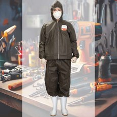 분리형 방진복 투피스 진회색 XL 일회용 보호 부직포 석면 위생 유기견봉사