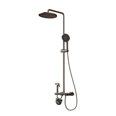 槍灰色冷熱數顯鋼琴按鍵花灑套裝：全銅浴室淋浴組，多功能沐浴享受，安全水溫顯示, 1個, G924-雅黑按鍵花灑【冷熱款】