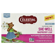셀레스티얼 시즈닝스 쉬-웰 허브차 라즈베리 잎 티 Celestial Seasonings She-Well Herbal Tea Raspberry Leaf 16 T