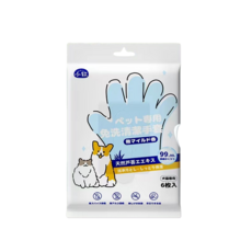 小软 寵物專用免洗清潔濕手套 (無香型) 6枚入, 1個, 6個裝