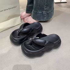 투니스 여성 단색 통굽 쪼리 슬리퍼 6cm