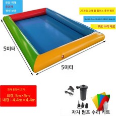 5m 초대형 성인 풀장 간이수영장 튜브 에어 미니풀장, 1세트, 연보라색 25각 충전펌프