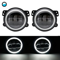 라운드 안개등 화이트 헤일로 링 엔젤 아이즈 랭글러 허머, 3. 2 PCS Black E, 기본