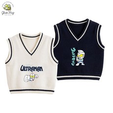 奧特曼男童童裝薄款馬甲春秋季兒童韓版針織衫2025新款寶寶外套潮 OCY7