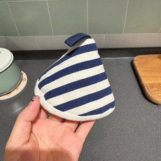 BAGEL蓓果 加厚鍋蓋防燙帽 鍋把套 三角鍋帽, 1個, 藍色條紋, 藍色條紋