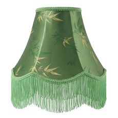 GREEN 그린 BELL 벨 프린지 램프 쉐이드 - 1팩 15.2 x 33 x 26.9cm(6 x 13 x 10.6인치)(스파이더) 빅토리안 스캘럽 트림 전등갓 대나무 잎, GREEN 그린 BELL 벨 프린지 램프 쉐이드 - 1