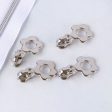 쏘잉갤러리 플라워 - 3호 코일 일반 지퍼 슬라이더, 1개, 실버(100개)