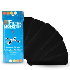 Filter Monster 코코넛 탄소 천장 저소음 팬 필터 - 일반 가정용 오염 물질용 이지 스틱 활성탄 블레이드 6팩 250422, 6 Pack