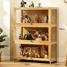 쿠리브 거실 진열장 다층 수납 선반 피규어 전시 수납장 원목색, 3단 80cm(334)