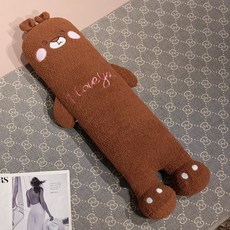可愛卡通動物長條抱枕 柔軟舒適 可水洗, 深棕小熊,100cm（0.73kg)