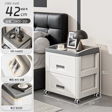 ANYOU 무설치 이동식 서랍장 침대협탁 (2/3/4/5단) 다용도 수납장 거실 틈새 정리함, 2개, 회색 & 화이트