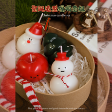 可愛聖誕雪人造型蠟燭 節慶裝飾香氛蠟燭 桌面擺飾 聖誕禮物, 1件, 80ml, 蘋果