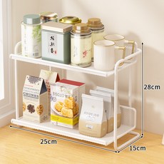 餐桌收納神器桌面置物架零食架子雙層杯架水杯飯桌檯面廚房餐邊櫃, 1個, 白色小號:如圖