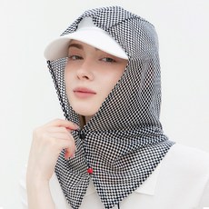 엠엠스포츠 자외선차단 매쉬 체크 모자 골프 등산 후드 얼굴 햇빛가리개, 1개, 블랙