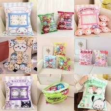 蠟筆小新 三麗鷗系列卡通造型抱枕 酷洛米大耳狗美樂蒂毛絨玩具娃娃 柔軟舒適生日禮物, 六面圖案骰子(大號)(無公仔)(現貨),附上6個小公仔