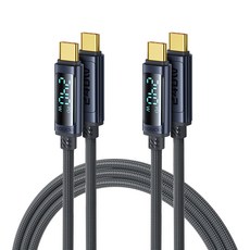 Toocki 디스플레이 C to C타입 PD 240W 초고속 충전케이블, 2개, 회색, 2m 2개, 회색, 2m