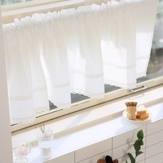 화이트 레이스 주방 바란스커튼 거실 미니 가림막 가리개커튼 패브릭 도어커튼