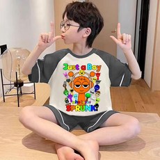 남아 순면 반팔 여름 홈웨어 세트 의류