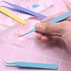 [목마켓]꾸미기 컬러 핀셋 일자형 커브형 정밀 탑꾸 스꾸 다꾸 네일아트 데코덴 집게 비투스 스티커 정밀핀셋 나노, 1개, 단일상품1, 커브형 청록, 커브형 청록