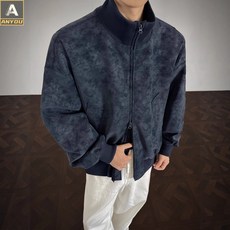 ANYOU 남성용 PU 재킷 가을 겨울 레트로 스탠드 칼라 자켓 빅사이즈 남성 자켓