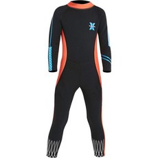 다이브 앤 용 25mm 웻수트 긴팔 원피스 UV 차단 보온 수영복, Black-2, Large