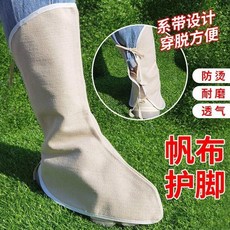 帆布護腿套 電焊防火星防護 加厚耐磨透氣 系帶設計穿脫方便, 1個, 5雙裝帆佈護腳
