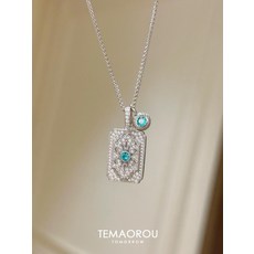 사각 프레임 블루 큐빅 펜던트 925실버 데일리 목걸이, 1. 블루