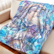 Genshin Impact 카미사토 아야카 플란넬 담요 침실 소파 부드럽고 아늑한, D. 100X130CM