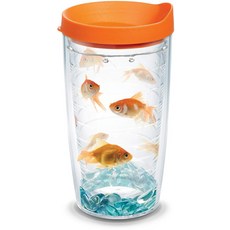 ECLATIS Tervis 금붕어 미국산 이중벽 단열 텀블러 상쾌한 여행용 컵으로 음료를 차갑고 뜨겁게 유지 473.2ml16온스 유럽풍 클래식 306173, 473.2ml(16온스)