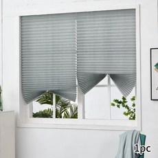 롤러 창 블라인드 블랙 화이트 플리츠 암막 커튼 부직포 접이식 주방 발코니 침실 그늘, Grey, M 60x180cm, 02 Grey
