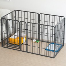 강아지 울타리 대형 펜스 반려동물 화장실 칸막이 초대형 철장 6P 7P 8P 9P, 1세트, 블랙