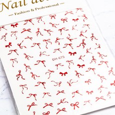 엠보 흩날리는 여리여리 얇은 긴꼬리 리본 네일스티커, 1개, DH-675 메탈레드