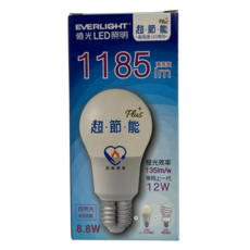 EVERLIGHT 億光 LED燈泡 8.8W 4000K 1185lm, 自然光, 6個