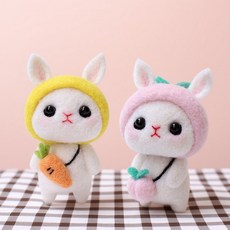 흰토끼 핸드메이드 DIY 울 펠트 스탬프 핸드메이드 재료 가방 창의 선물 가방 행거 자자락, 토끼당근+토끼피치, 2개