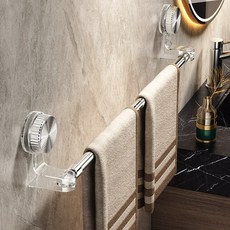 마벨인홈 무타공 길이조절 180도 흡착식 욕실 수건걸이, 1개, 투명