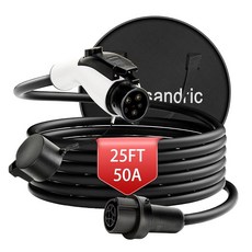 Wissandric J1772 연장 코드 홀더 헤비 듀티 EV 충전 케이블 240V 50A 내후성 충전기 UL 인증 EV용, 50A-25FT