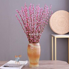 台灣出貨 裝飾 幹花束 花束#紅色招財銀柳乾花真花鮮枝耐寒年宵花水耕花卉室內客廳擺放裝飾花, 感謝白（原色銀白色銀柳）,60厘米高度 10支-送燈籠