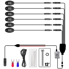 지프 오프로드 트럭 보트용 뮤직 싱크 RGB LED 락 라이트 4/6/8 in 1 블루투스 앱 제어 언더글로우 차체 조, 02 6 IN 1