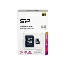 SP 廣穎 Superior Pro microSDXC 64GB UHS-I U3 V30 A1 記憶卡, 1個, SP64G
