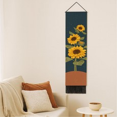 제너럴케이 돈들어오는 그림 해바라기 족자 패브릭 인테리어액자, 네이비