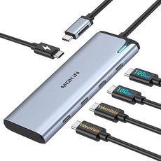 도킹 스테이션 USB C - 듀얼 HDMI 어댑터 윈도우용 MOKiN USB C 허브 듀얼 HDMI 모니터 HDMI 2개가 있는 USBC 어댑터 USB 포트 3개 델 X, 5-in-1