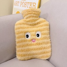 冬季好物 註水袋 熱水袋 暖手寶 毛絨熱水袋註水暖水袋女生熱敷專用暖手寶學生加厚防爆灌水暖寶寶, 1個, 黃色【陞級防爆內膽註水1000ml】