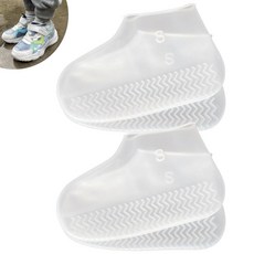 LSDWL 방수 신발 커버 2쌍 레인 슈 커버 재사용 가능한 실리콘 미끄럼 방지 신발 커버 야외용 여성 및 남성용 레인 슈즈 커버 (투명 스몰), LSDWL 방수 신발 커버 2쌍, 레인 슈 커버 재사용