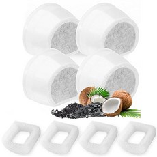 16팩 고양이 분수 필터 교체품 탄소 8개 및 폼 스폰지 프리 8개 다양한 세라믹 스테인리스 스틸 반려동물 분수대에 적합 199347, 4 Carbon Filters and 4 Foam Sp