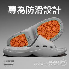 DFMEI 浴室拖鞋/洗浴店專用拖鞋EVA老人孕婦防滑橡膠洗澡涼拖鞋, 灰色(PVC材質):38-39【適合37-38碼】, 1個