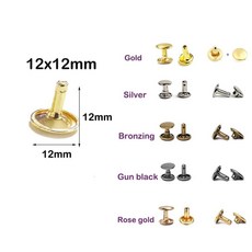 금속 더블 캡 리벳 스터드 라운드 네일 수리 신발 가방 벨트 의류, 19. 12X12mm / A. Rose Gold ..., 1개